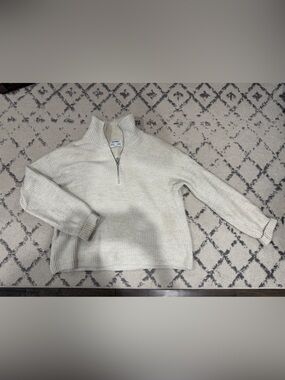 Old Navy Cream Ribbed Half-Zip Turtleneck Sweater